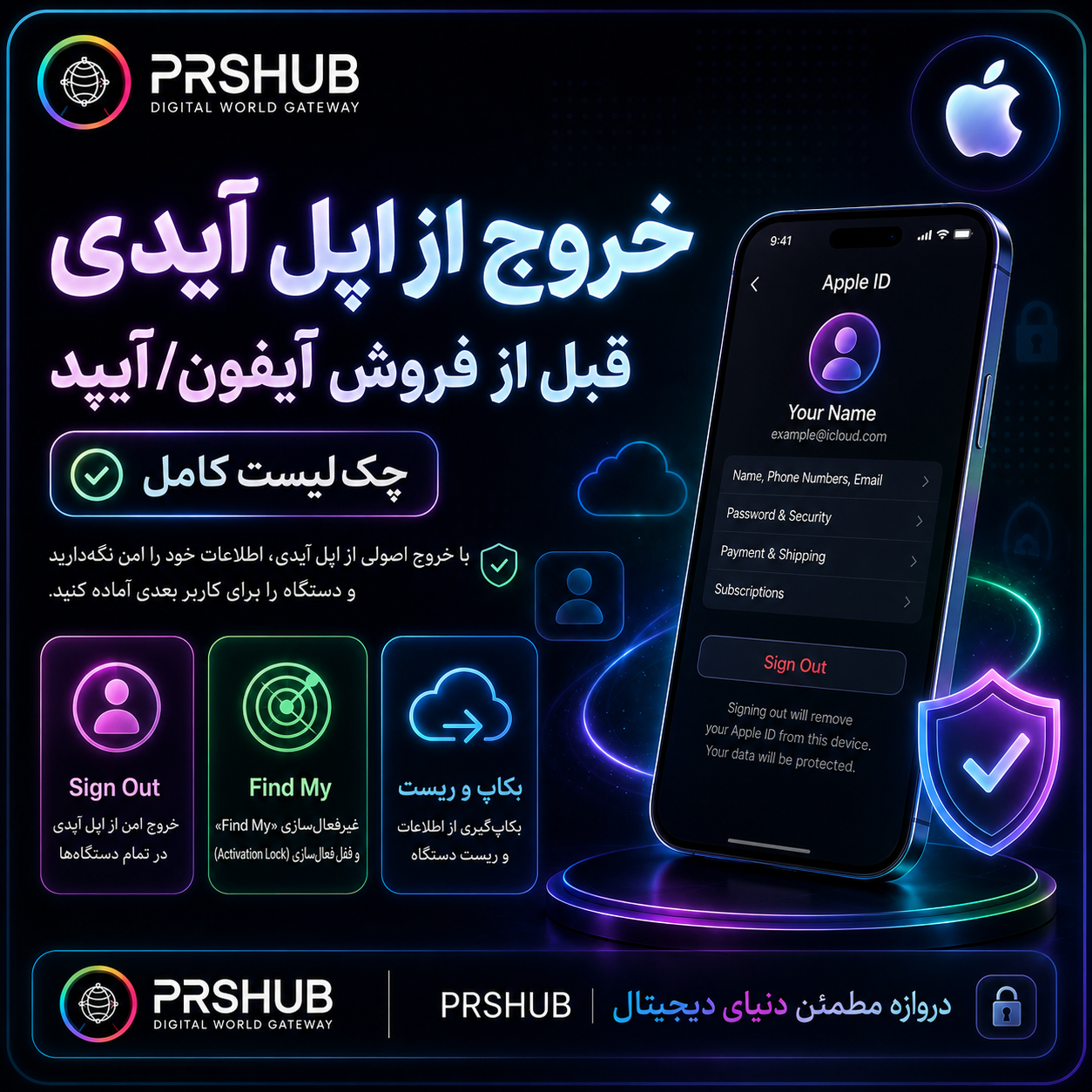 خروج از اپل آیدی قبل از فروش